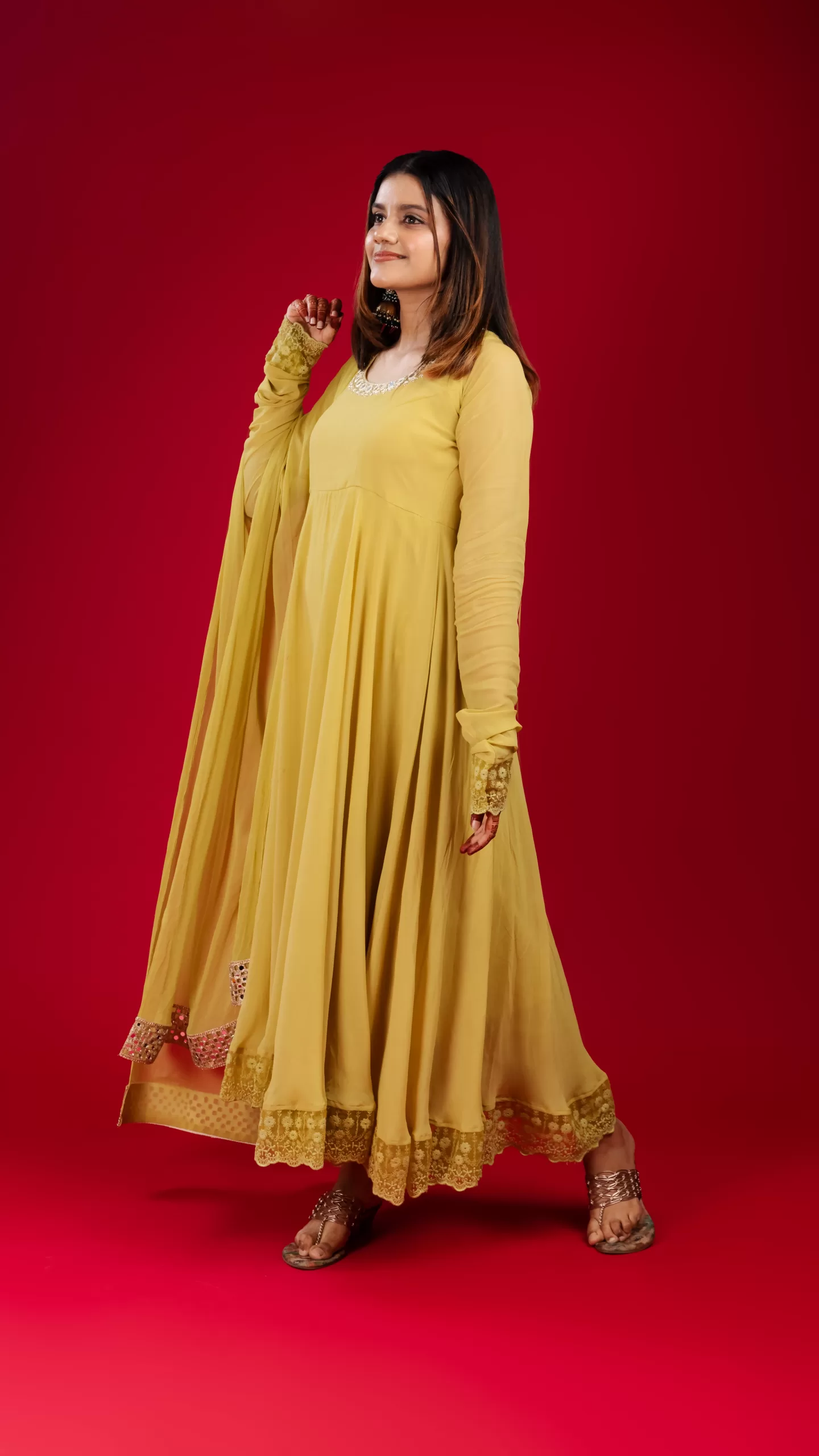 Yellow Anarkali Dress - Naaz Creations