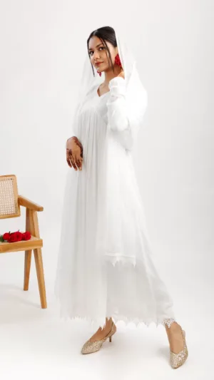 White chiffon Anarkali