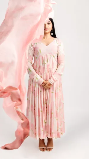 Soft Pink Floral Anarkali
