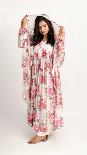 Multi floral Angrakha Anarkali