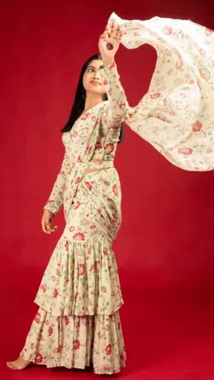 Soft Pista shade Fish Cut Lehenga