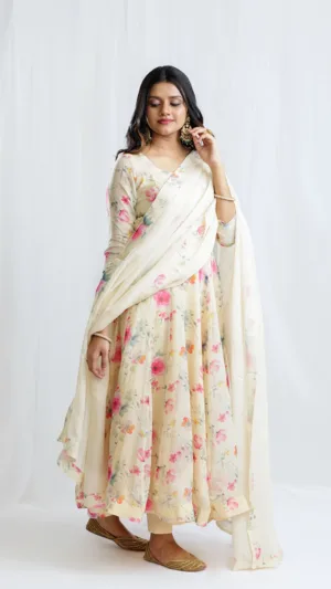 Organza floral Kwaish Anarkali
