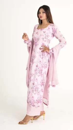 Violet floral straight cut suite set