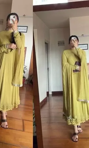 Lemon green Anarkali