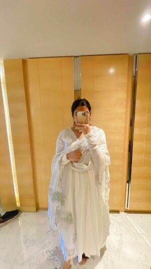 White Mul Cotton Anarkali