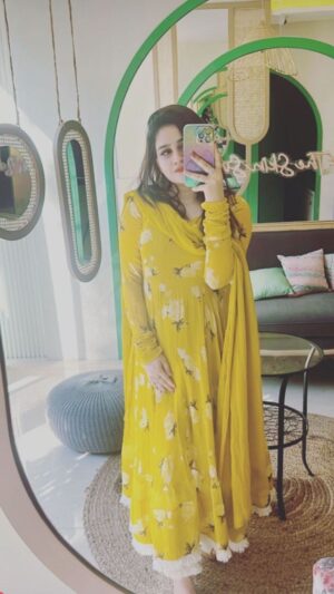 Mustard Anarkali Set