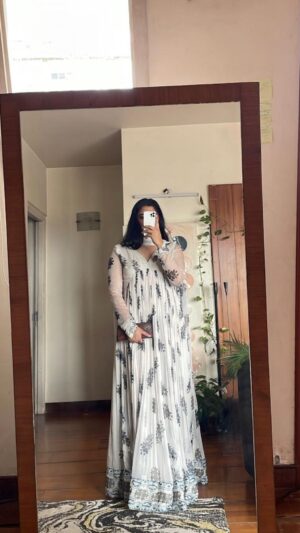 French blue Anarkali long  dress