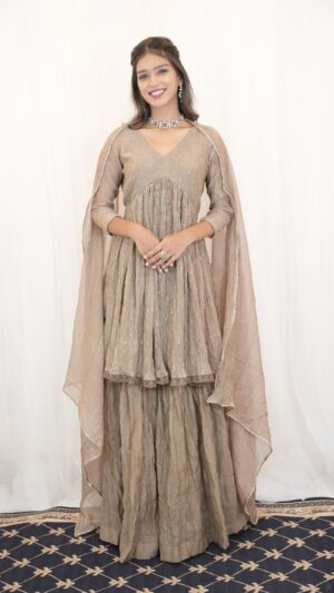 Antique Pearl Sharara – Timeless Elegance