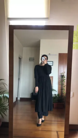 Black Rayon Anarkali Palazzo