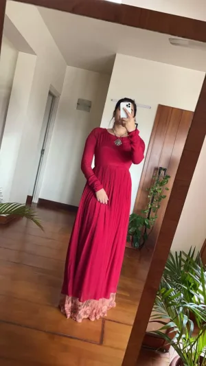Maroon Georgette Gown Partywear
