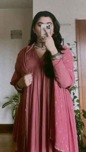 Luscious Pink Georgette Anarkali