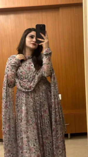 Blush pink Aliya cut Anarakali