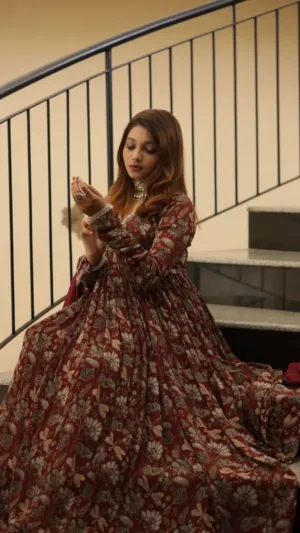 Kwaab - Vintage Maroon Anarkali