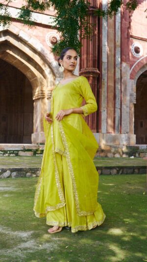 Lime zari party wear set