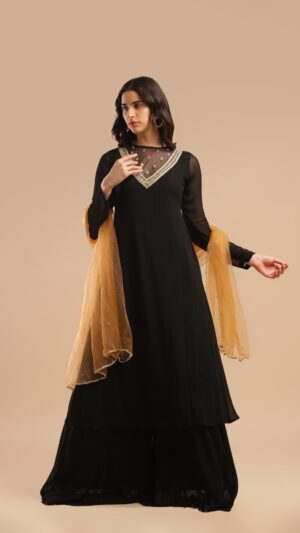 Siyah – Midnight Zardozi A-Line 3-Piece Party Set
