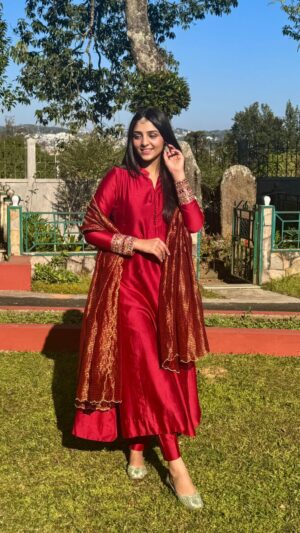 Nazneen maroon Aline Anarkali