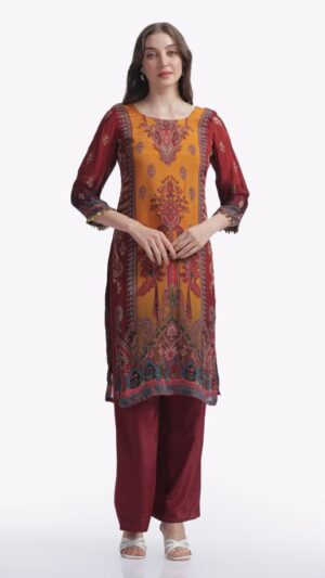Pakistani Kurta Set – Maroon