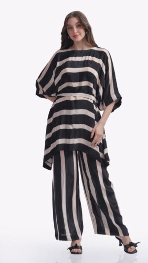 Black & White Crepe Silk Co-Ord Set