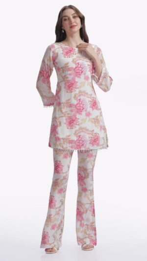 Flamingo Printed Crepe Silk Co-Ord Set