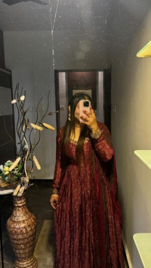 Mehr Maroon Printed Anarkali
