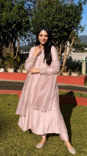 Blush pink A-line Anarkali